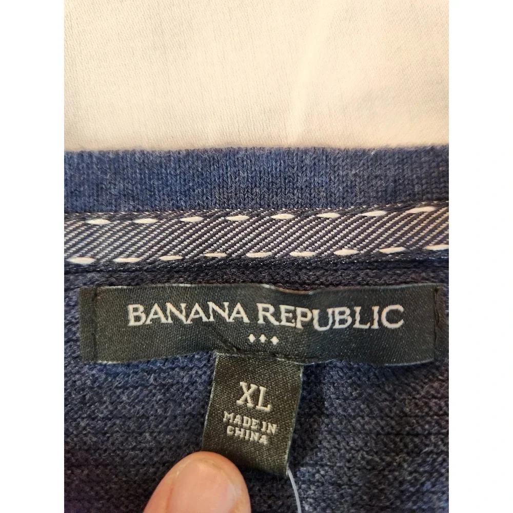NEW Banana Republic Mens XL Blue Cotton Textured Ribbed Crewneck Sweater‎ Casual